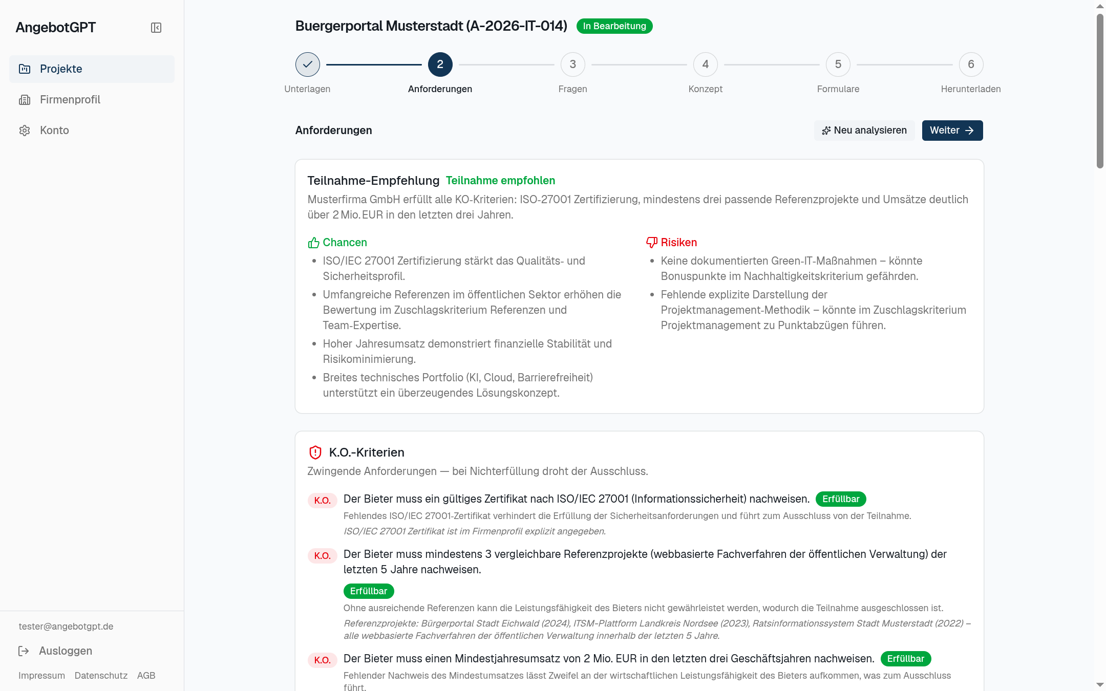 AngebotGPT — Anforderungen