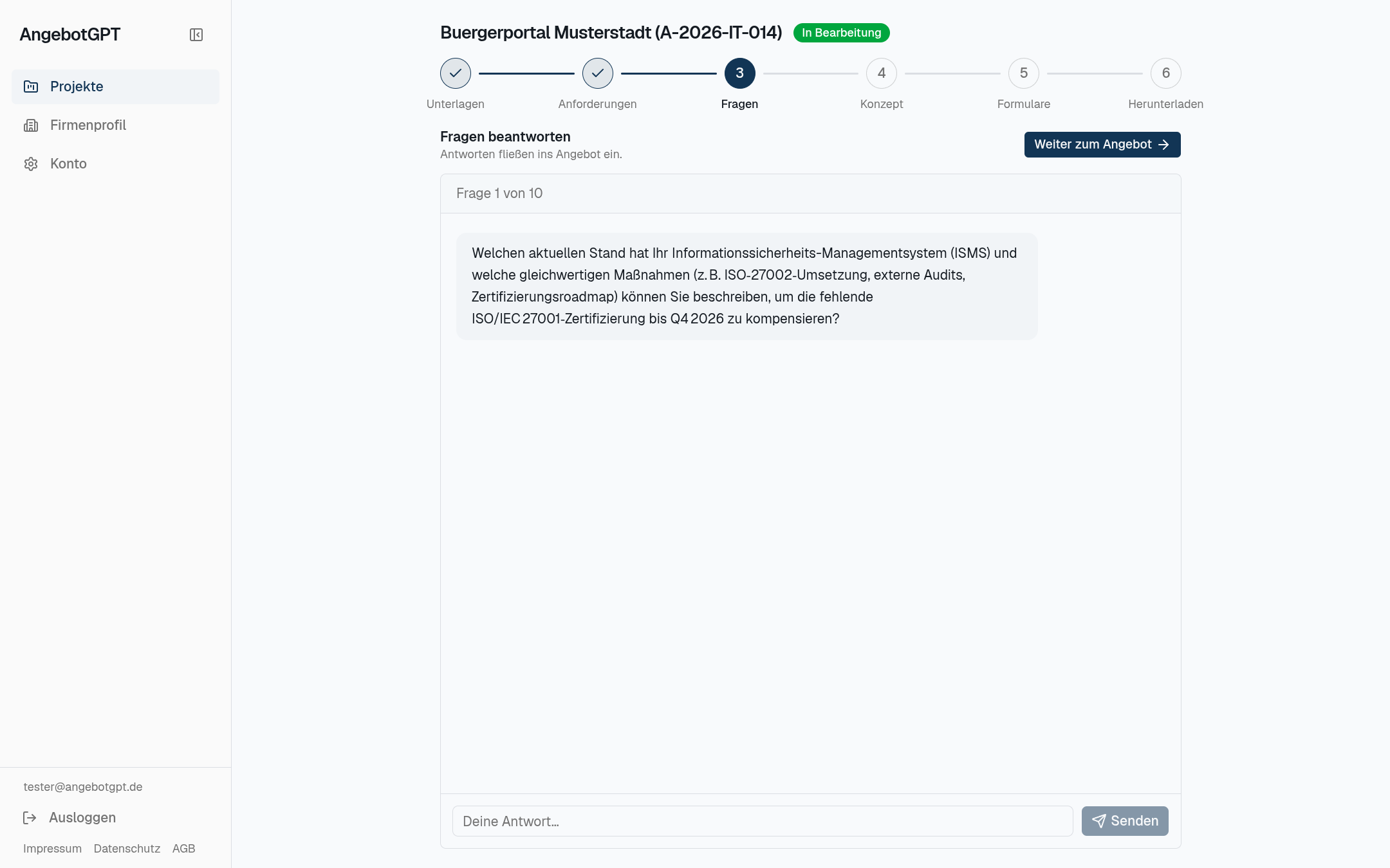 AngebotGPT — Fragen